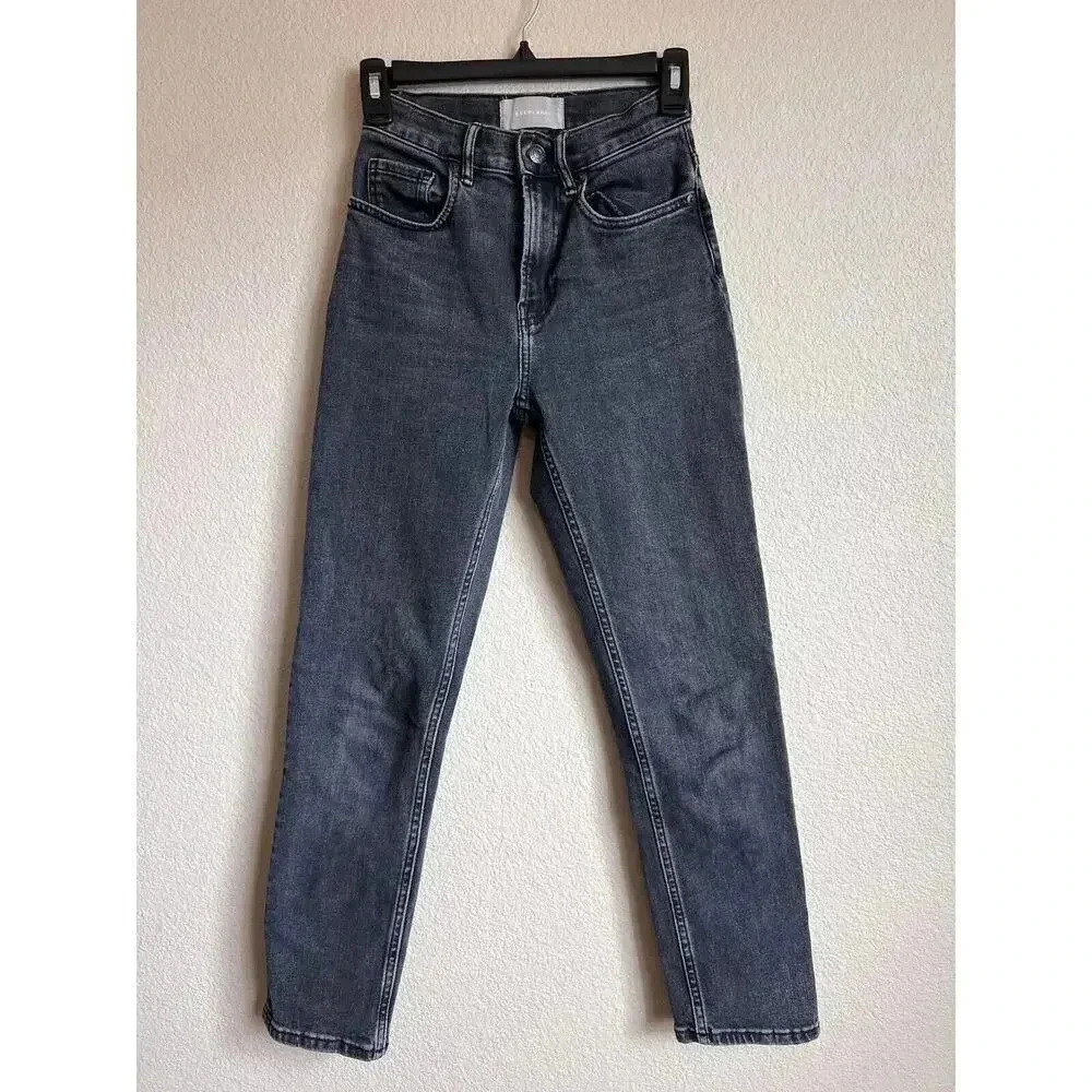 Everlane The High Rise Straight Leg Jeans Women's Size 23 Gray Wash